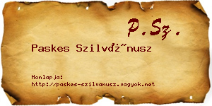 Paskes Szilvánusz névjegykártya
